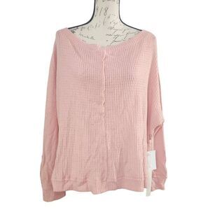Caslon Ladies Size XL Pink Bride Super Soft Long Sleeve Waffle Knit Top